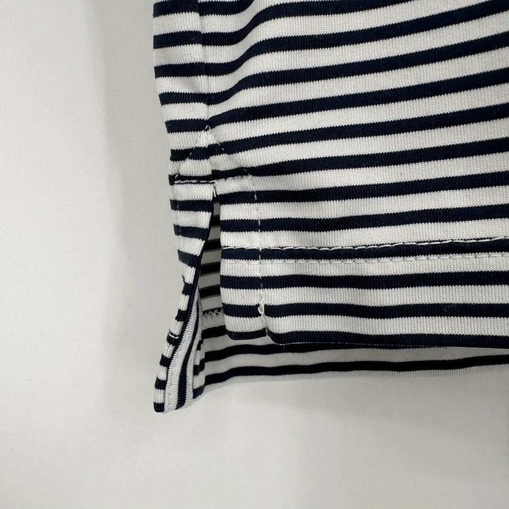 Men's J Crew Striped Performance Polo Shirt Black and White Activewear Size XL‎
